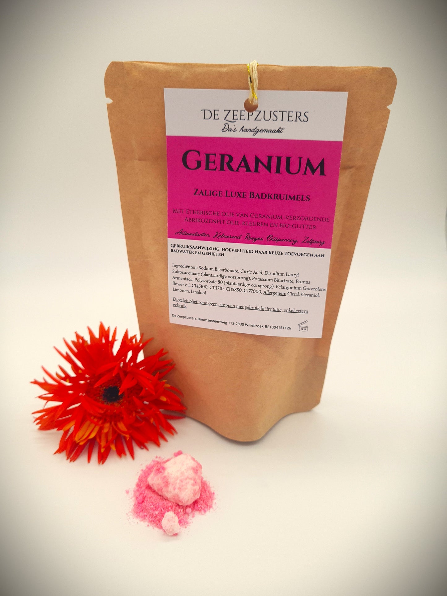 Zalige Luxe Badkruimels met 100% zuivere etherische olie van Geranium