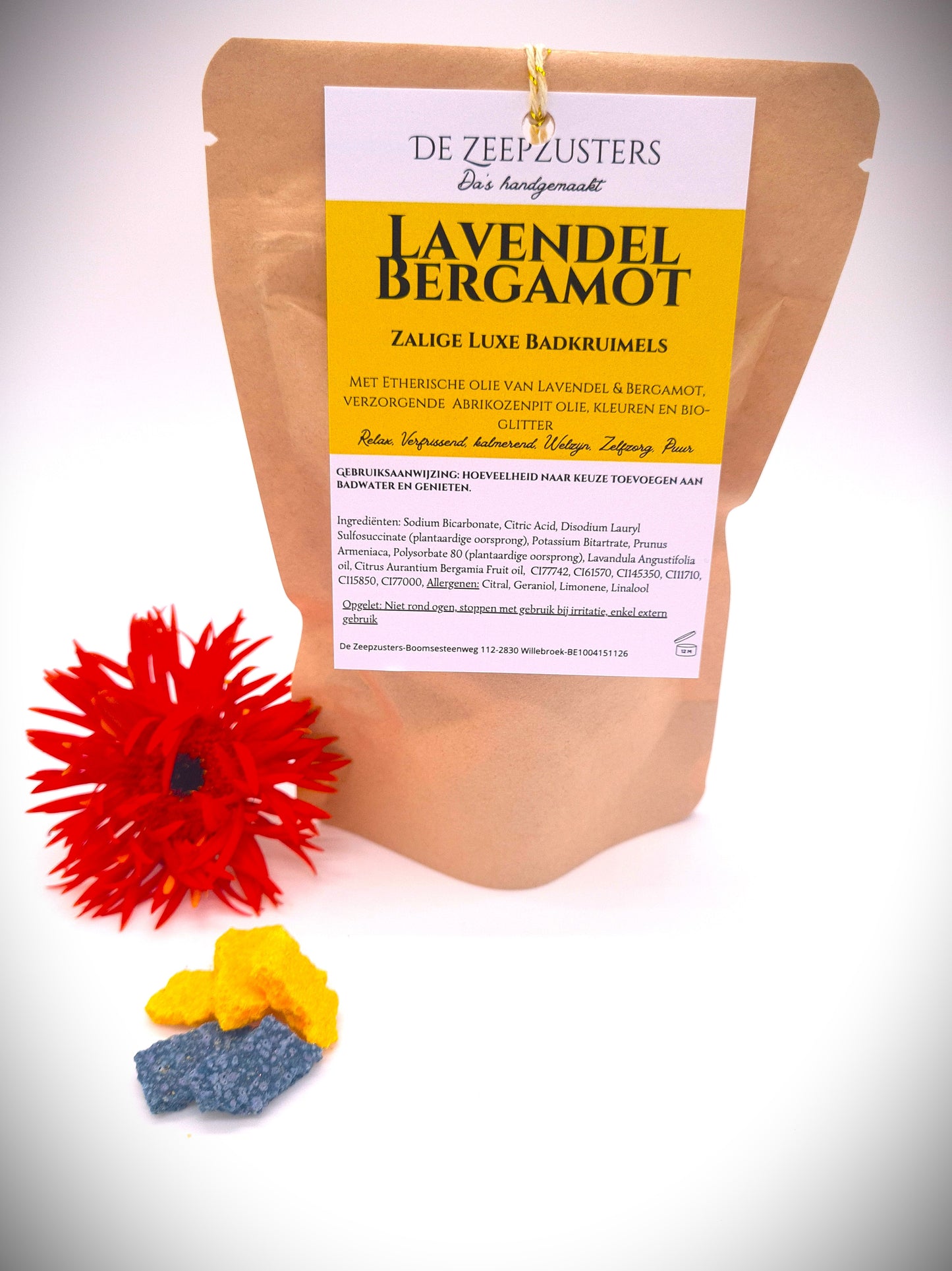 Zalige Luxe Badkruimels met 100% zuivere etherische olie van Lavendel en Bergamot