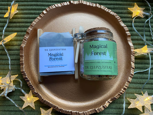 Pakket Magical forest zeep en houder +  magnesium mineraal badzout