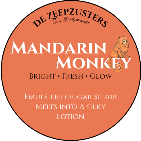 Emulsified Sugar Scrub - Mandarin Monkey - 150gram => verzending 10/8 PRE-SALE!!!